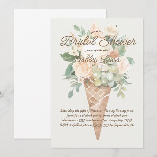 Groen Ijsconus bloemenijs vrijgezellenfeest Kaart (Voorkant / Achterkant)