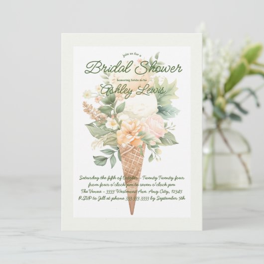 Groen ijsje, Boho bloemenijs Kaart (Staand voorkant)