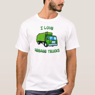 Groen ik hou van vuilniswagens t-shirt