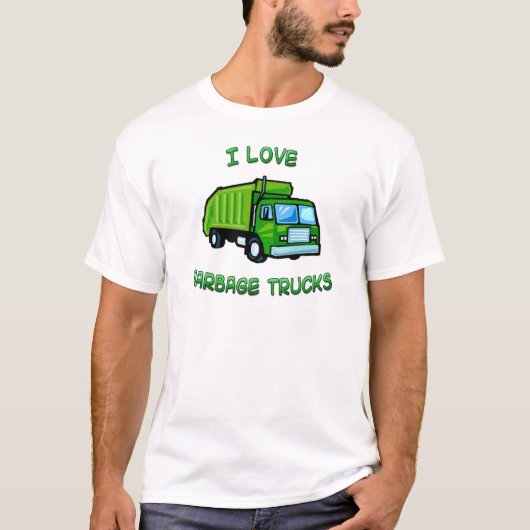 Groen ik hou van vuilniswagens t-shirt (Voorkant)