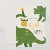 Groen illustratief brullen verjaardagsfeestje uitn kaart (Voorkant / Achterkant)