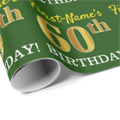 Groen, Imitatie Goud Kijk "60e VERJAARDAG" Cadeaupapier (Rol Hoek)