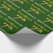 Groen, Imitatie Goud Kijk "7e VERJAARDAG" Cadeaupapier (Hoek)