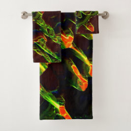 Groen in brand gedraaid bad handdoek