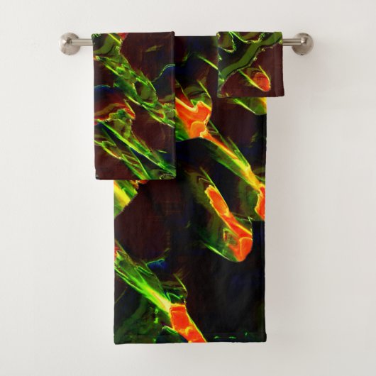 Groen in brand gedraaid bad handdoek (Insitu)