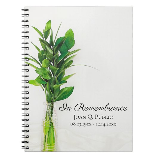 Groen in de vaas Viering van het leven begrafenis Notitieboek (Voorkant)