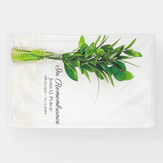 Groen in de vaas Viering van het leven begrafenis Spandoek (Horizontaal)