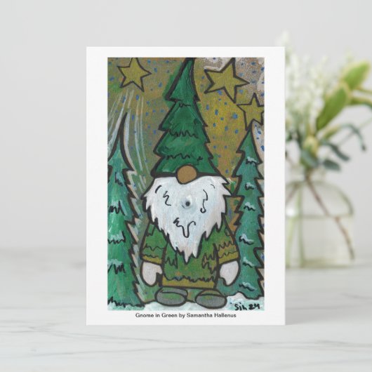 Groen in Gnome Uitnodiging (Staand voorkant)