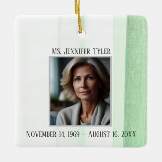 Groen in liefdevolle herinnering begrafenismonumen keramisch ornament (Voorkant)