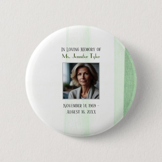 Groen in liefdevolle herinnering begrafenismonumen ronde button 5,7 cm (Voorkant)