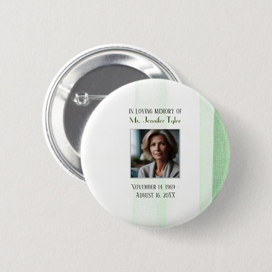 Groen in liefdevolle herinnering begrafenismonumen ronde button 5,7 cm (Voorkant /achterkant)