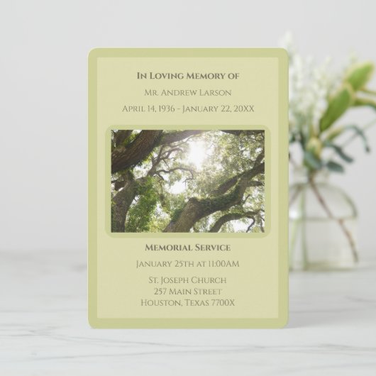 Groen in liefdevolle herinnering Trees Memorial be Kaart (Staand voorkant)