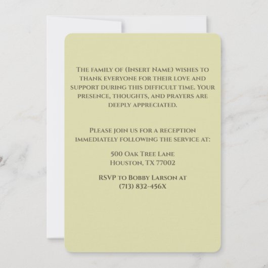 Groen in liefdevolle herinnering Trees Memorial be Kaart (Achterkant)