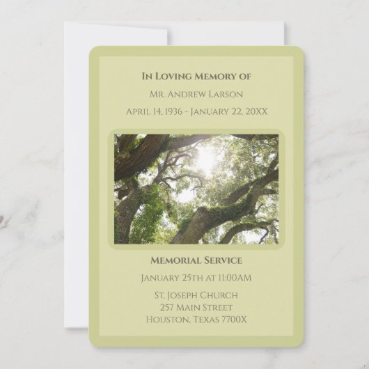 Groen in liefdevolle herinnering Trees Memorial be Kaart (Voorkant)