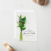 Groen in vaas Deel een herinnering begrafenisherin Notitiekaartje (Voorkant / Achterkant in situ)