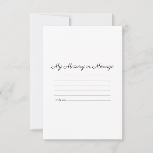 Groen in vaas Deel een herinnering begrafenisherin Notitiekaartje (Achterkant)