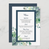Groen & Indigo Blauw Succulenten Witte bloemen Men Menu (Voorkant / Achterkant)