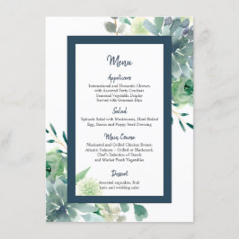 Groen & Indigo Blauw Succulenten Witte bloemen Men Menu
