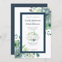 Groen & Indigo Succulenten Witte Bloemen Bruiloft