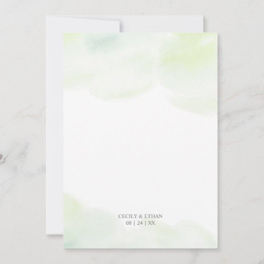 Groen & Indigo Succulenten Witte Bloemen Bruiloft Kaart (Achterkant)