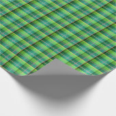 Groen ingecheckt patroon, kleinschalig verpakkings cadeaupapier (Hoek)