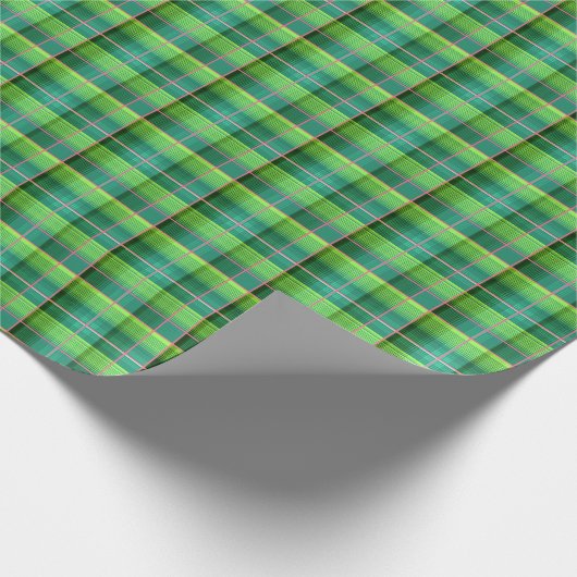 Groen ingecheckt patroon, kleinschalig verpakkings cadeaupapier (Hoek)