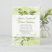 groen ingelijst Waterverf splash bruiloft Kaart (Staand voorkant)