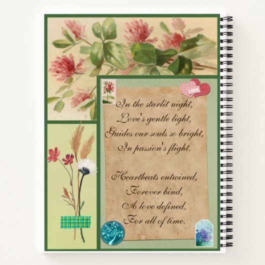 Groen ingelijste lente landschap schattig bloemig  notitieboek (Achterkant)