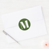 Groen initiaal monogram  aanpassen ronde sticker (Envelop)
