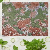 Groen inkepverf in geresterd metaal theedoek (Gevouwen)