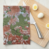 Groen inkepverf in geresterd metaal theedoek (Quarter Fold)