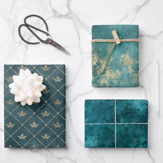 Groen inpakpapier Flat Sheet Set van 3 Vel (Voorkant)