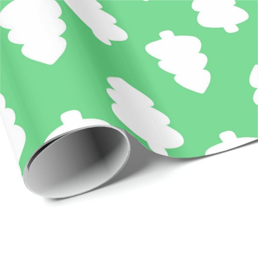 Groen inpakpapier met witte kerstboom (Rol Hoek)