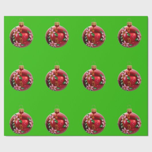 groen inpakpapier voor rode Ornamenten (Zoom)