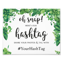 Groen instagram hashtag bord Zomer bruiloft poster