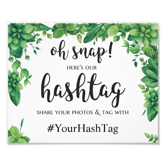 Groen instagram hashtag bord Zomer bruiloft poster (Voorkant)