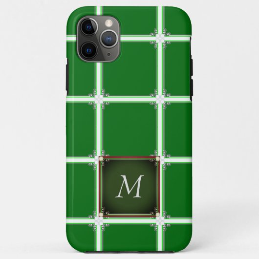 Groen iPhone Square Patroonmonogram Case-Mate iPhone Case (Achterkant)
