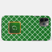 Groen iPhone Square Patroonmonogram Case-Mate iPhone Case (Achterkant (horizontaal))