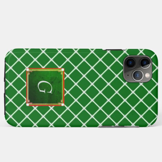 Groen iPhone Square Patroonmonogram Case-Mate iPhone Case (Achterkant (horizontaal))