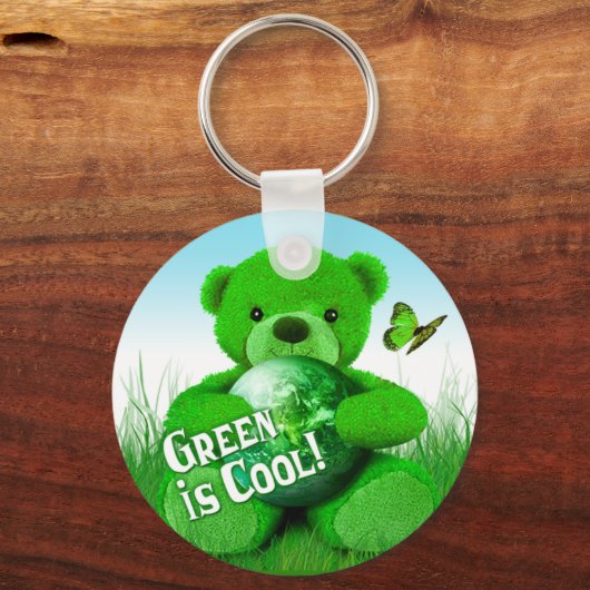 Groen is Cool. Button Sleutelhanger (Voorkant)