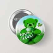 Groen is Cool. Knoop Ronde Button 5,7 Cm (Voorkant /achterkant)