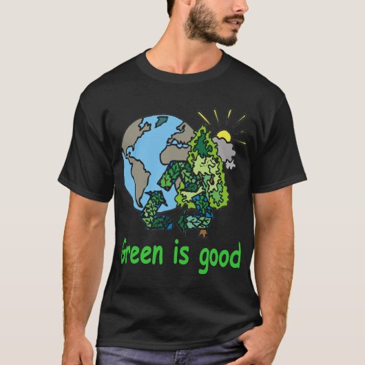 Groen is goed donker Shirt (Voorkant)