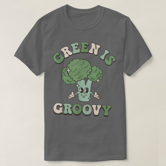 Groen is Groovy World Vegetarian Day Brocoli Vegan T-shirt (Design voorkant)