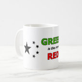 Groen is het nieuwe Rood met zwarte symbolen Koffiemok (Voorkant links)