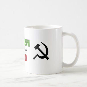 Groen is het nieuwe Rood met zwarte symbolen Koffiemok