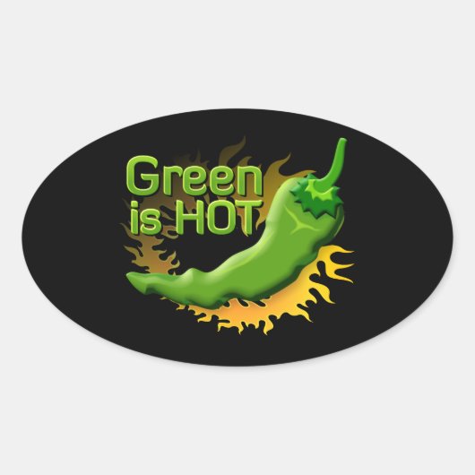 Groen is HOT Ovale Sticker (Voorkant)