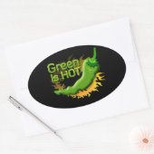 Groen is HOT Ovale Sticker (Envelop)