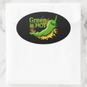 Groen is HOT Ovale Sticker (Tas)