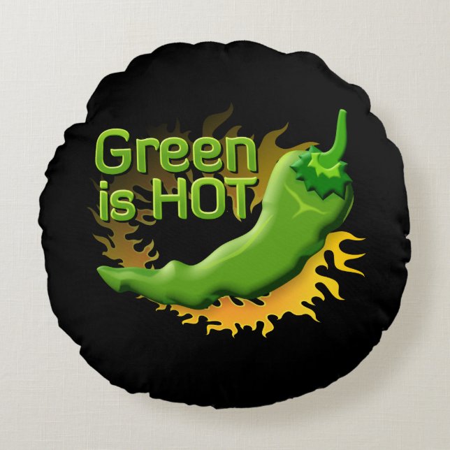 Groen is HOT Rond Kussen (Voorkant)