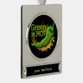 Groen is HOT Verzilverd Banner Ornament (Rechts)